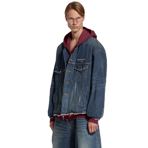 NIGO Balenciaga PATCHED  Men's And Women's  Spring/Fall Fashion Contrast Color Hooded Single Breasted Button-Up Embroidered Denim Jacket #nigo78995