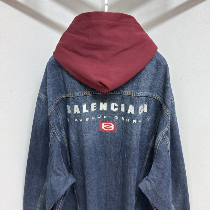 NIGO Balenciaga PATCHED  Men's And Women's  Spring/Fall Fashion Contrast Color Hooded Single Breasted Button-Up Embroidered Denim Jacket #nigo78995