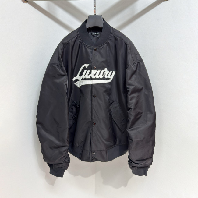 NIGO Balenciaga Men's And Women's Fall/Winter Fashion Casual Solid Color Crew Neck Zipper Logo Embroidered Pattern Oversized Flight Cotton Jacket #nigo78996