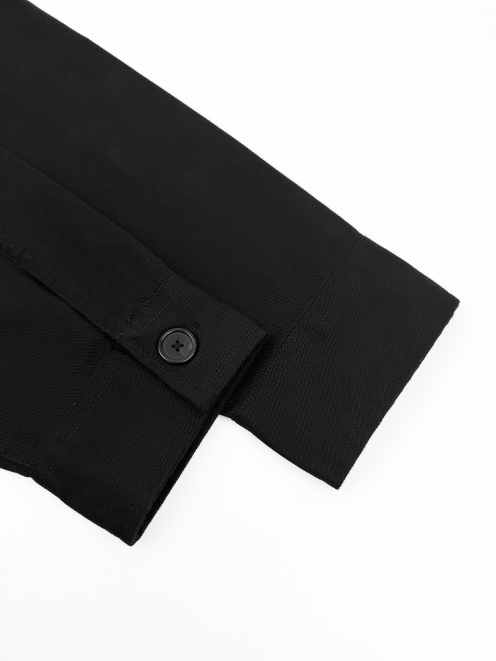 NIGO SAINT LAURENT  LE CASSANDR Men's Spring/Fall Fashion Casual Solid-Color Long-Staple Combed Cotton Collared Single-Breasted Long-Sleeve Embroidered Logo Shirt Jacket #nigo78998