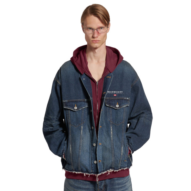 NIGO Balenciaga PATCHED Men's And Women's Spring/Fall Fashion Contrast Color Hooded Single Breasted Button-Up Embroidered Denim Jacket #nigo78995