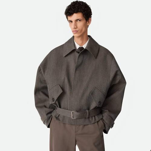 NIGO Bottega Veneta Men's Autumn/winter Wool Twill Jacket Fashionable Casual Single-breasted Lapel Short Jacket With Belt Ngvp #nigo2616