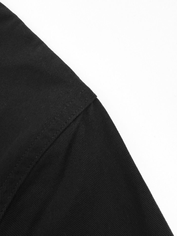 NIGO SAINT LAURENT  LE CASSANDR Men's Spring/Fall Fashion Casual Solid-Color Long-Staple Combed Cotton Collared Single-Breasted Long-Sleeve Embroidered Logo Shirt Jacket #nigo78998