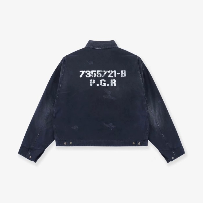 NIGO GRAILZ Project G/R Men's Autumn/winter Zip-up Jacket Washed Gradient Distressed Finish Flap Collar Fashion Casual Jacket Ngvp #nigo2615