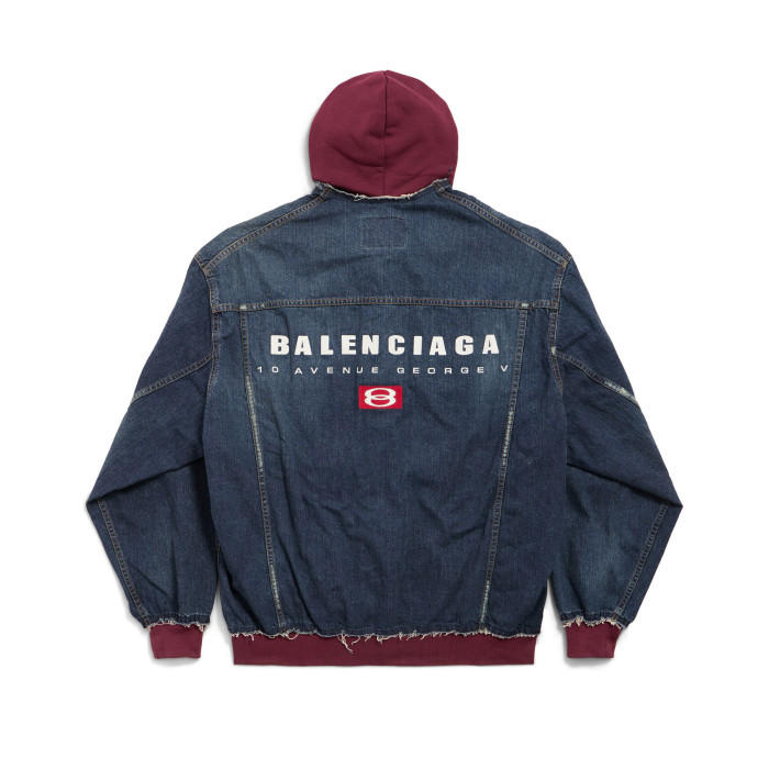 NIGO Balenciaga PATCHED  Men's And Women's  Spring/Fall Fashion Contrast Color Hooded Single Breasted Button-Up Embroidered Denim Jacket #nigo78995