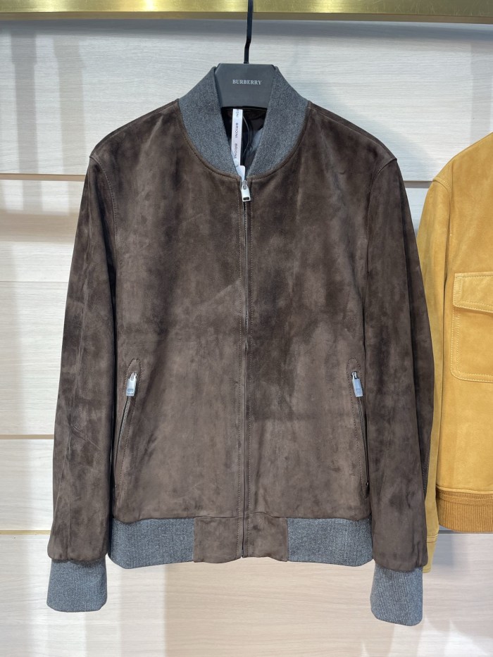 NIGO Brioni Men's Fall/Winter Fashion Casual Crew Neck Zipper Color Blocked Suede Jacket #nigo79134