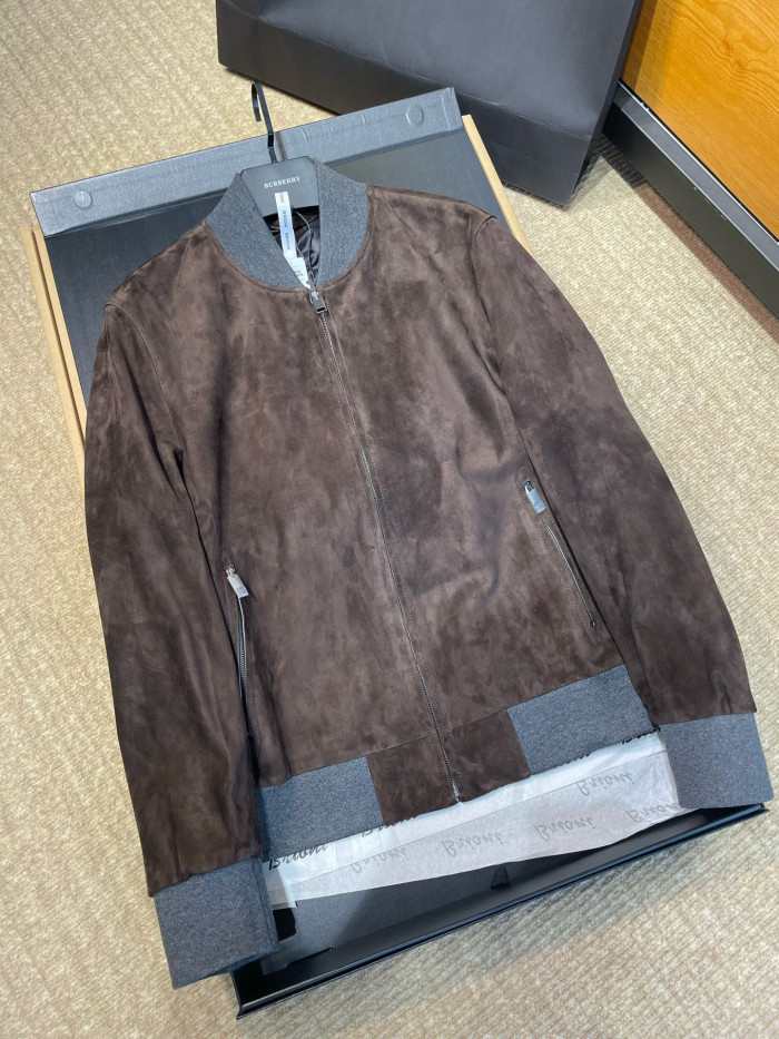 NIGO Brioni Men's Fall/Winter Fashion Casual Crew Neck Zipper Color Blocked Suede Jacket #nigo79134