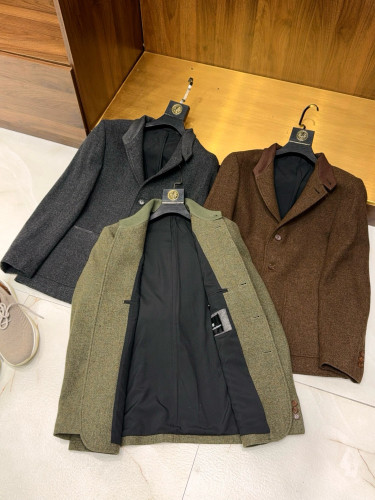 NIGO Ermenegildo Zegna Men's Spring/Fall Wool-Cashmere Blend Solid Color Stand Collar Workwear Zhongshan Suit Single-Breasted Long-Sleeve Pocket Jacket Ngvp #nigo2528