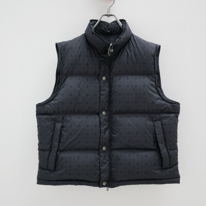 NIGO Chrome Hearts Men's And Women's Fall/Winter Fashion Casual Stand Collar Zipper Single Button Hidden Pattern 925 Sterling Silver Hardware Down Sleeveless Vest #nigo79126