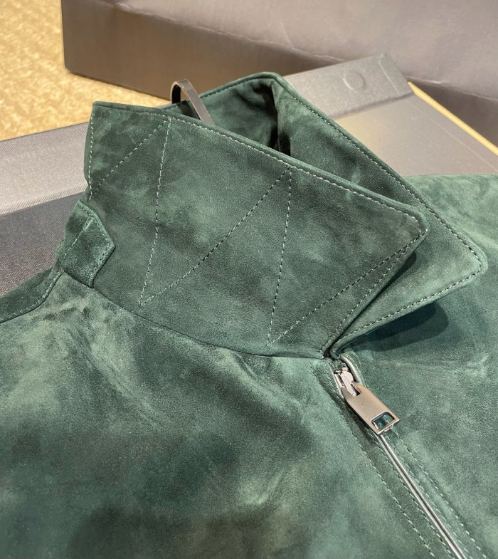 NIGO Brioni Men's Fall/Winter Fashion Classic Solid Color Lapel Zipper Suede Long Sleeve Jacket #nigo79133