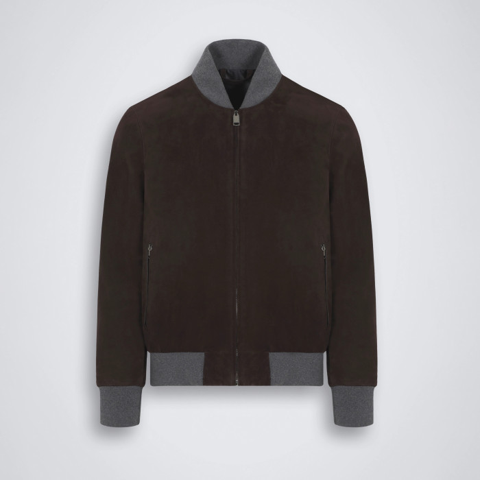 NIGO Brioni Men's Fall/Winter Fashion Casual Crew Neck Zipper Color Blocked Suede Jacket #nigo79134