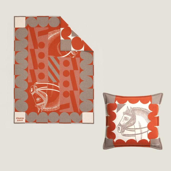 NIGO Hermes Cheval Joker blanket Autumn/winter Fashion Classic Color Block Poker Pattern Jacquard Knit Wool Blanket Recipe Style Cushion Set Home Accessories #nigo79138