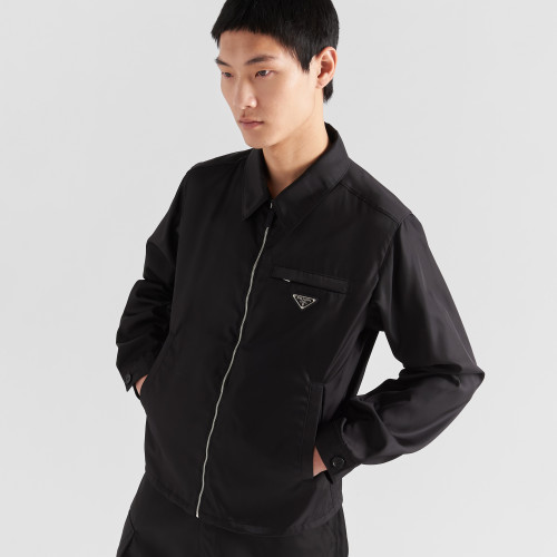 NIGO Prada Men's Fall/Winter Fashion Casual Solid Color Collared Zipper Nylon Triangular Logo Shirt Style Jacket #nigo79153