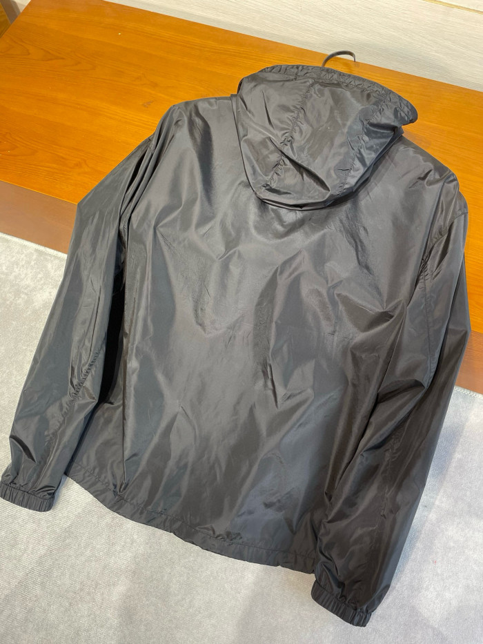 NIGO Prada Men's Spring/fall Fashion Casual Solid Color Zipper Hooded Triangle Logo Nylon Drawstring Jacket #nigo79139