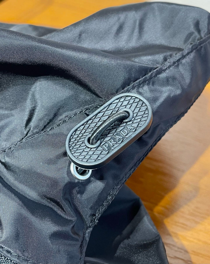 NIGO Prada Men's Spring/fall Fashion Casual Solid Color Zipper Hooded Triangle Logo Nylon Drawstring Jacket #nigo79139