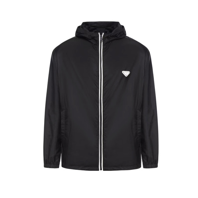 NIGO Prada Men's Spring/fall Fashion Casual Solid Color Zipper Hooded Triangle Logo Nylon Drawstring Jacket #nigo79139