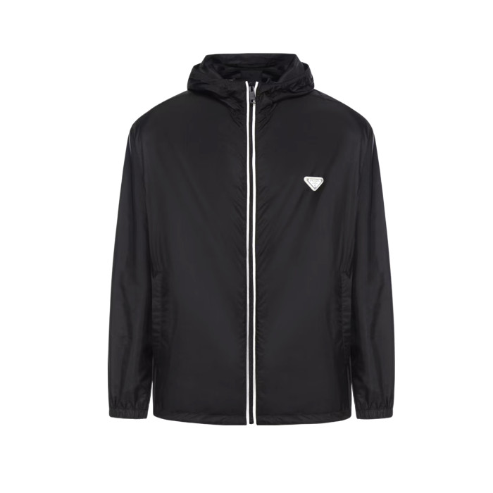 NIGO Prada Men's Spring/fall Fashion Casual Solid Color Zipper Hooded Triangle Logo Nylon Drawstring Jacket #nigo79139