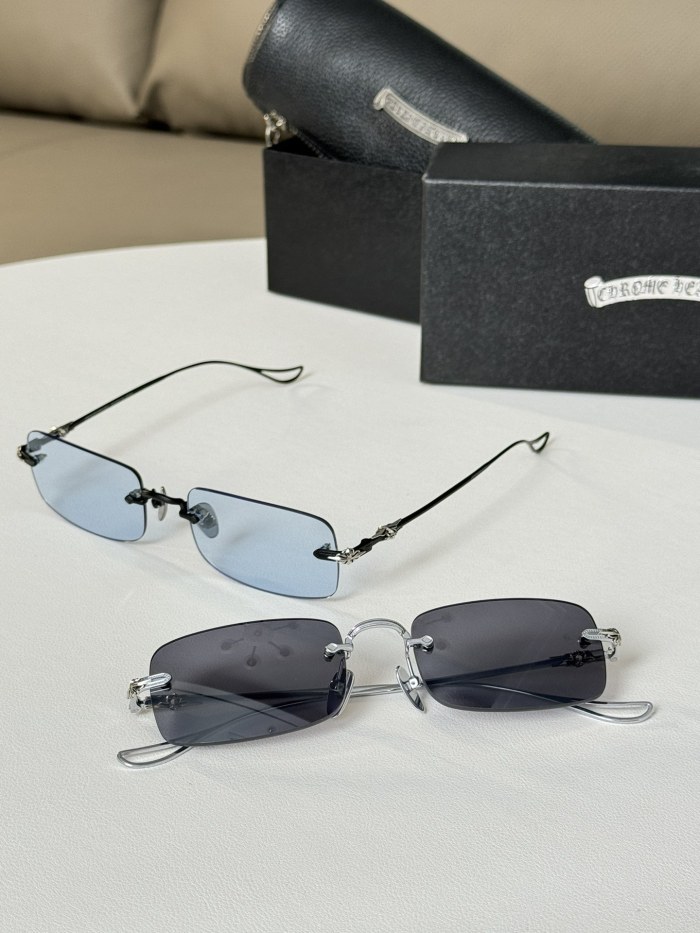 NIGO Chrome Hearts Men's and Women's Classic Square Frameless Round Mirror Logo Temple Marking Sunglasses Eyewear Accessories #nigo79152
