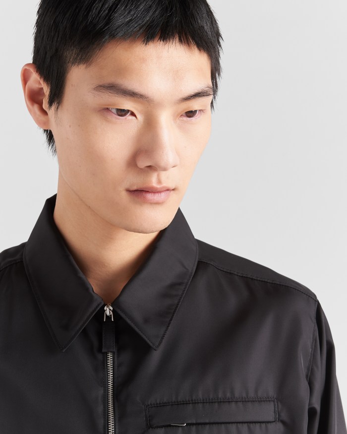 NIGO Prada Men's Fall/Winter Fashion Casual Solid Color Collared Zipper Nylon Triangular Logo Shirt Style Jacket #nigo79153