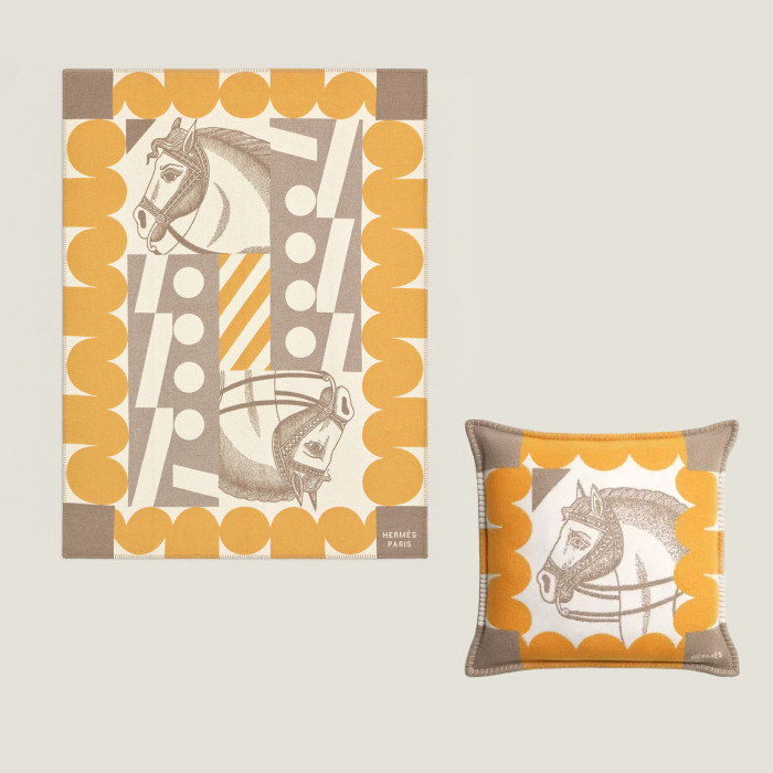 NIGO Hermes Cheval Joker blanket Autumn/winter Fashion Classic Color Block Poker Pattern Jacquard Knit Wool Blanket Recipe Style Cushion Set Home Accessories #nigo79138