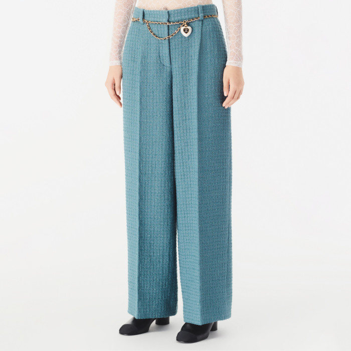 NIGO Chanel Women's Spring/Fall Fashion Classic V-Neck Single Button Check Tweed Fabric Chanel Style Blazer French Vintage Tweed Fabric Pants Suit Set #nigo79155