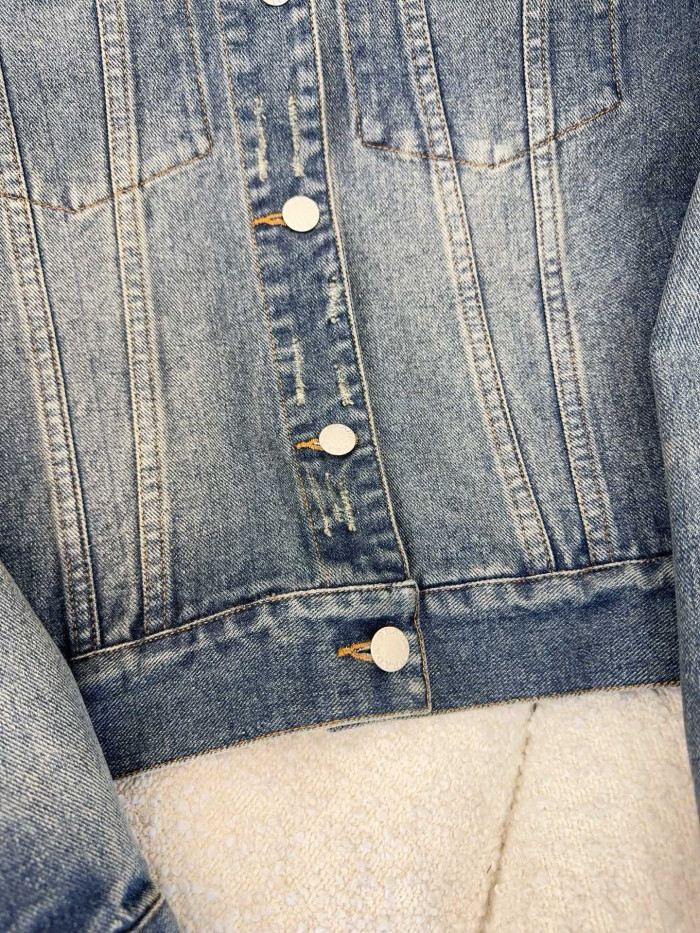NIGO Prada Women's Spring/Fall Fashion Casual Lapel Single Breasted Patchwork Leather Short Denim Jacket #nigo79162