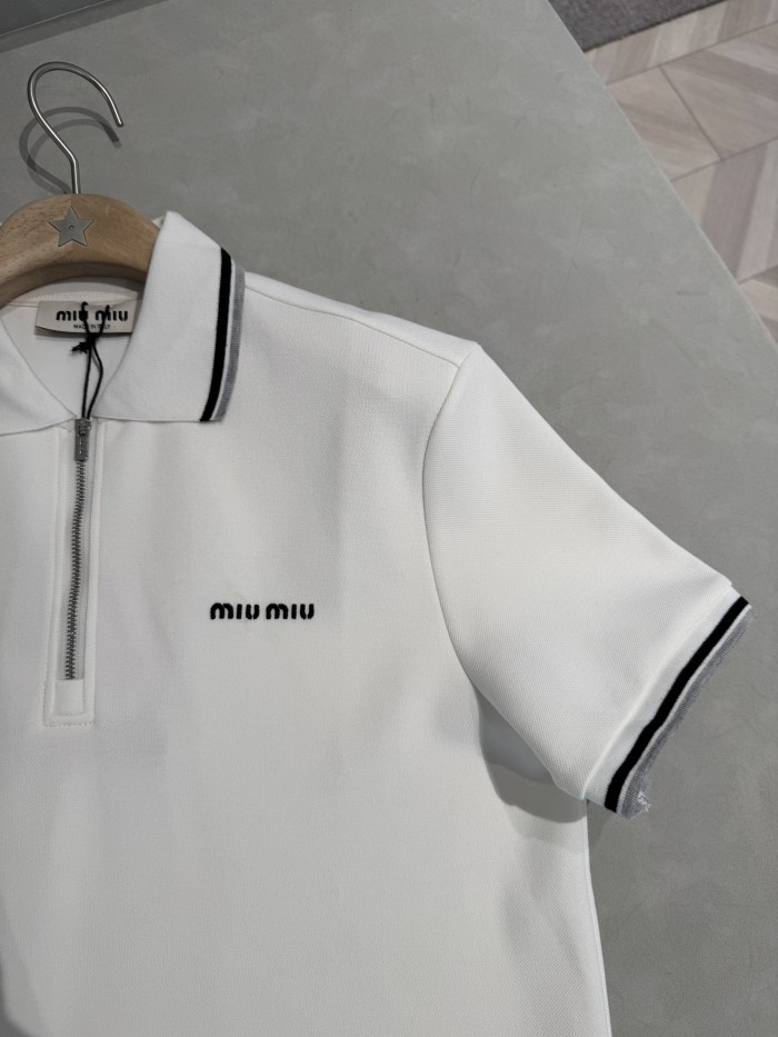 NIGO MiuMiu Women's Spring/Summer Fashion Casual Polo Neck Letter Embroidery Solid Color Striped Patchwork Dress #nigo79159