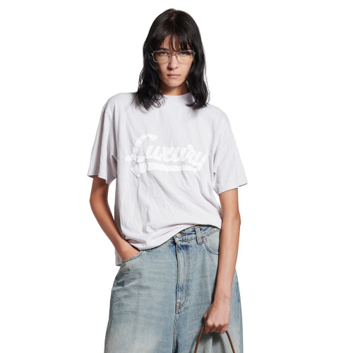 NIGO Balenciaga LUXURY SCRIPT Men's And Women's Summer Fashion Casual Crew Neck Pullover Vintage Plain Weave Knit Fabric Loose Fit Short Sleeve T-Shirt #nigo79163