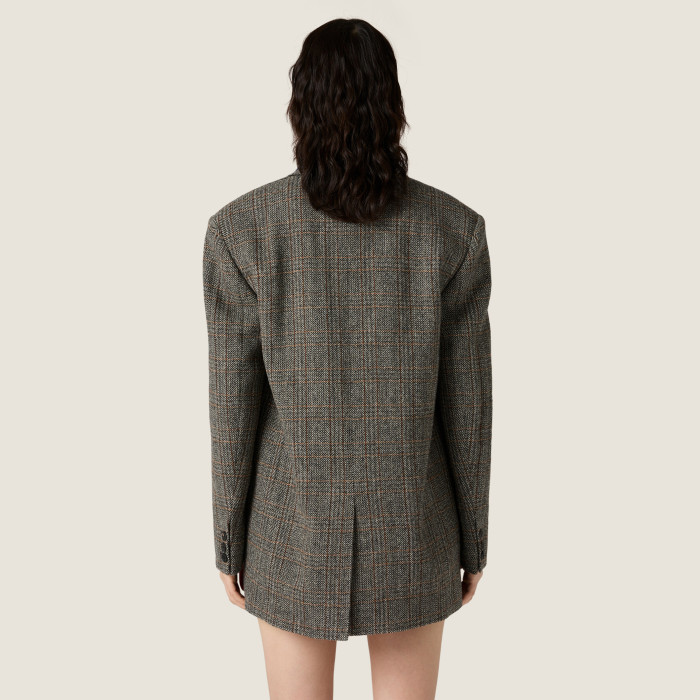 NIGO MiuMiu Women's Fashion Casual V-Neck Single Button Straight Cut Embroidered Logo Wool Blazer Jacket #nigo79167