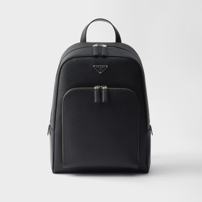 NIGO Prada Saffiano Classic Minimalist Business Backpack Printed Triangle Badge Adjustable Leather Shoulder Straps Two Way Zipper Closure Backpack  Bag Bags 2VZ102_9Z2_F0002_V_DOO #nigo79175