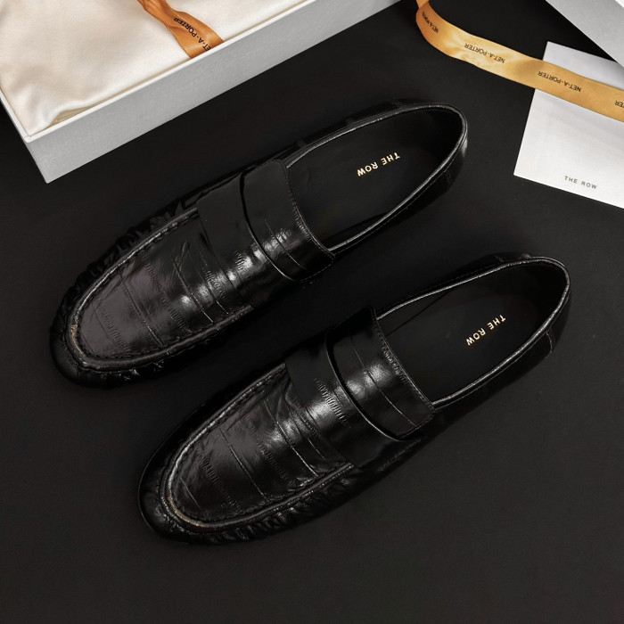 NIGO THE ROW Women's Fashion Classic Round Toe Slip On Loafers With Pleated Leather Embossing Pleated Texture Slip On Loafers Shoes #nigo79179