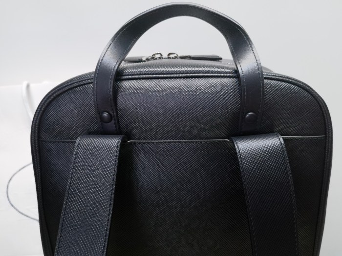 NIGO Prada Saffiano Classic Minimalist Business Backpack Printed Triangle Badge Adjustable Leather Shoulder Straps Two Way Zipper Closure Backpack  Bag Bags 2VZ102_9Z2_F0002_V_DOO #nigo79175