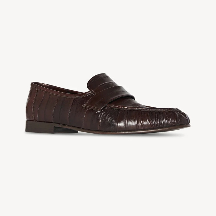 NIGO THE ROW Women's Fashion Classic Round Toe Slip On Loafers With Pleated Leather Embossing Pleated Texture Slip On Loafers Shoes #nigo79179