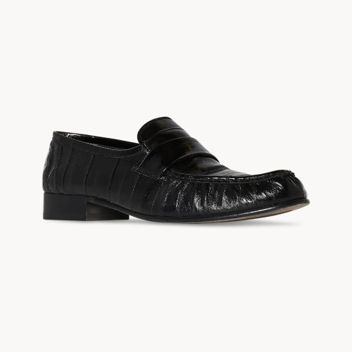 NIGO THE ROW Women's Fashion Classic Round Toe Slip On Loafers With Pleated Leather Embossing Pleated Texture Slip On Loafers Shoes #nigo79179