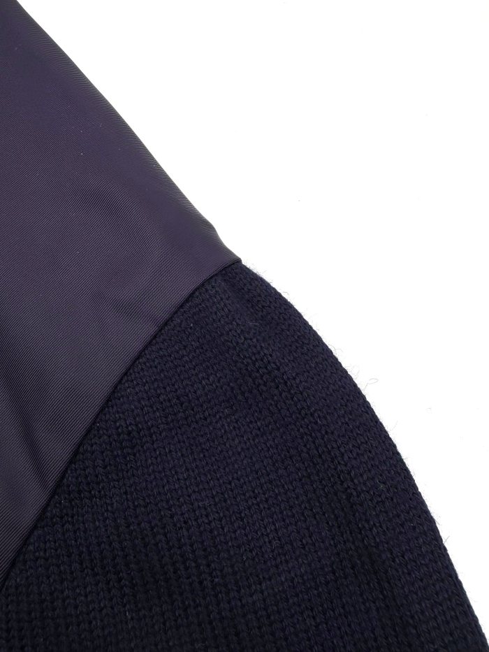 NIGO Prada Men's Spring/Fall Fashion Casual High Neck Zipper Triangle Logo Knit Patchwork Nylon Jacket #nigo79173