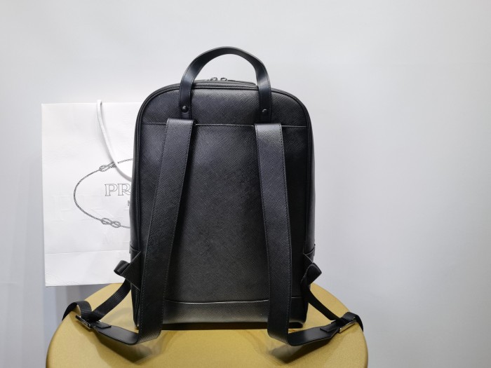 NIGO Prada Saffiano Classic Minimalist Business Backpack Printed Triangle Badge Adjustable Leather Shoulder Straps Two Way Zipper Closure Backpack  Bag Bags 2VZ102_9Z2_F0002_V_DOO #nigo79175