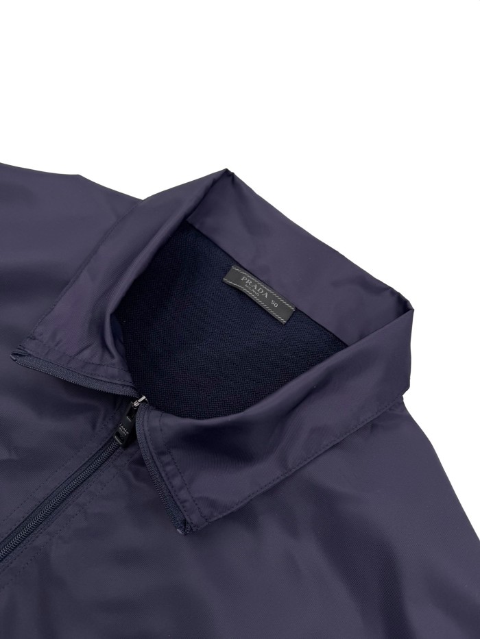 NIGO Prada Men's Spring/Fall Fashion Casual High Neck Zipper Triangle Logo Knit Patchwork Nylon Jacket #nigo79173