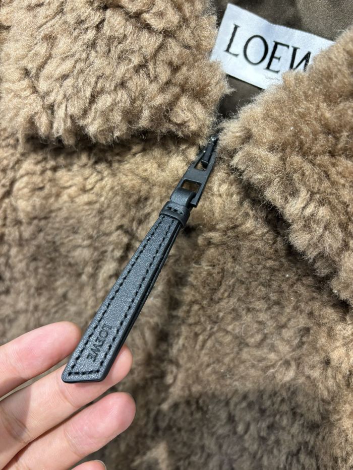 NIGO Loewe Men's Logo Shearling Wool Fur Spring/Fall Oversized Collar Contrast-Color Embossed Zipper Jacket Ngvp #nigo2541
