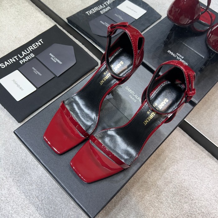 NIGO Saint Laurent OPYUM Women's Spring/Fall Fashion Classic Solid Color Leather Buckle YSL Monogram Heeled Sandals Shoes #nigo79185