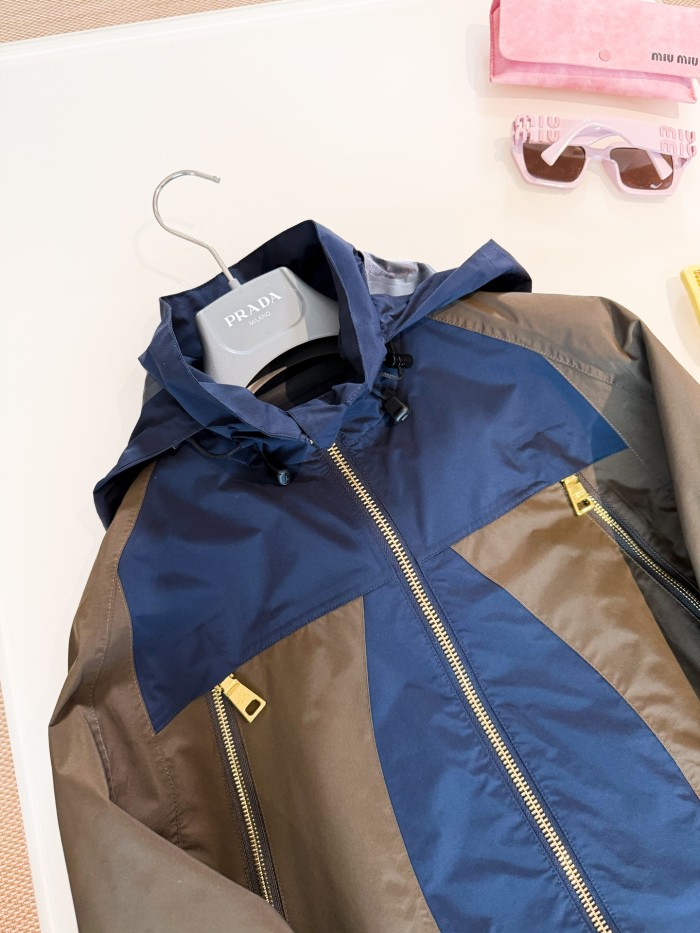 NIGO Prada Men's And Women's Spring/Fall Fashion Casual Hooded Zipper Color Block Nylon Hooded Jacket #nigo79183