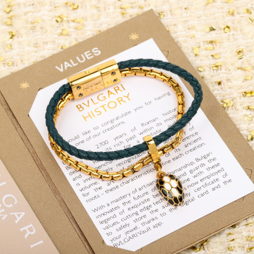 NIGO Bvlgari Serpenti Forever Women's Fashion Classic Leather Braided Snake Head Double Layer Bracelet Jewelry Accessories #nigo79187