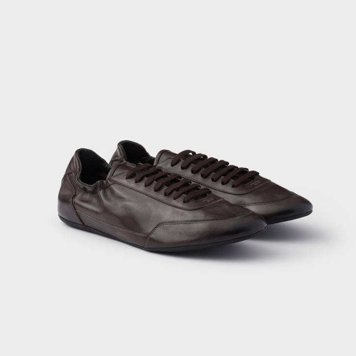 NIGO Prada Men's And Women's Spring/fall Fashion Classic Round Toe Lace Up Solid Color Leather Low Top Flat Sneakers Shoes #nigo79215