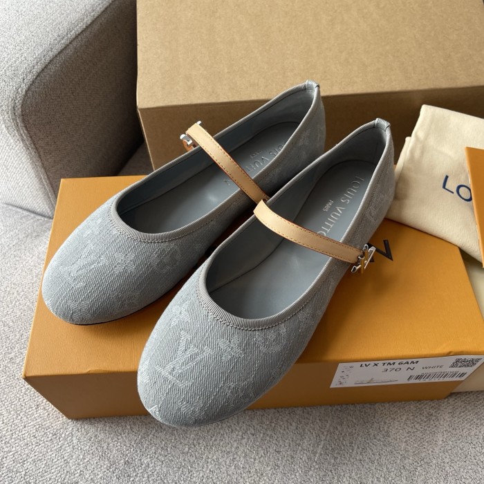 NIGO Louis Vuitton x TM ROMY Women's Spring/fall Fashion Classic Round Toe Slip On Logo Print Flat Mary Jane Ballet Flats  Shoes #nigo79212