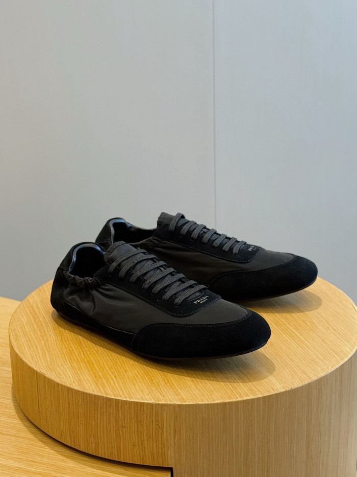 NIGO Prada Men's And Women's Spring/fall Fashion Classic Round Toe Lace Up Solid Color Leather Low Top Flat Sneakers Shoes #nigo79215