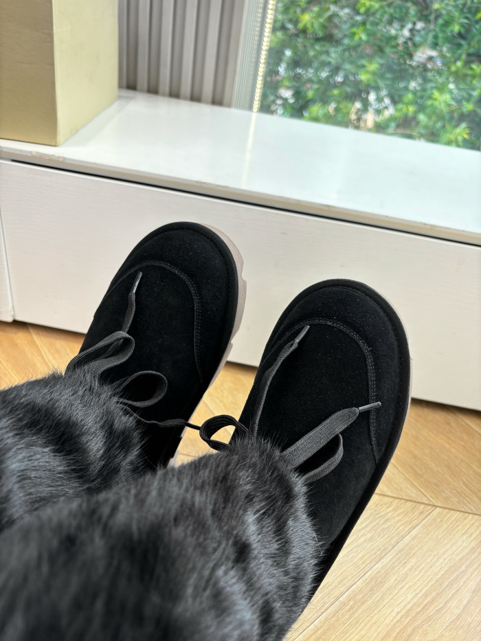 NIGO Brunello Cucinelli Women's Fall/Winter Suede Cowhide Rabbit Fur Round-Toe Zipper Lined Lamb Wool High-Top Boots Casual Solid-Color Snow Boots Shoes #nigo81588