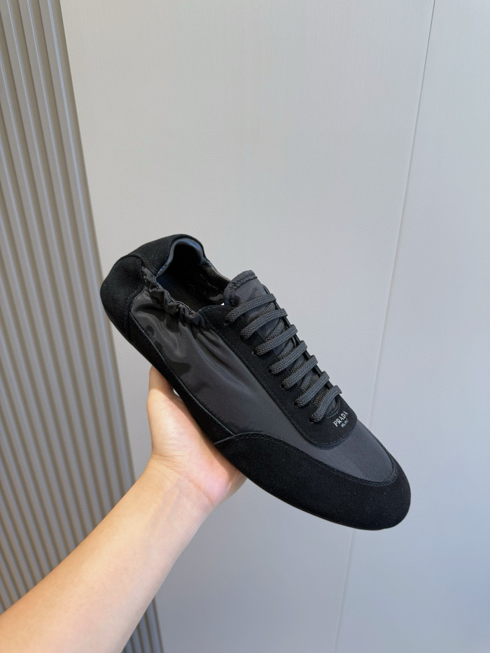NIGO Prada Men's And Women's Spring/fall Fashion Classic Round Toe Lace Up Solid Color Leather Low Top Flat Sneakers Shoes #nigo79215