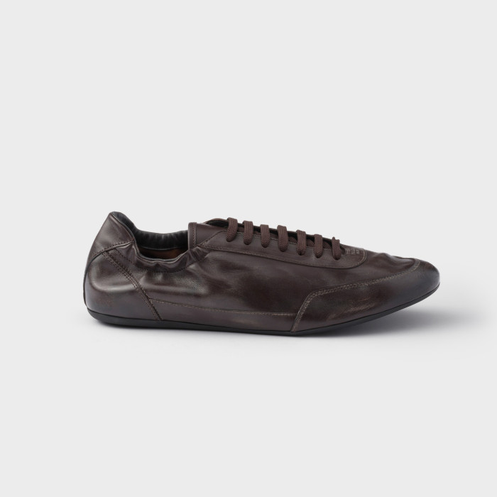 NIGO Prada Men's And Women's Spring/fall Fashion Classic Round Toe Lace Up Solid Color Leather Low Top Flat Sneakers Shoes #nigo79215