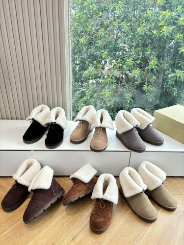 NIGO Brunello Cucinelli Women's Fall/Winter Matte Leather Solid-Color Chunky-Heel Snow Boots Short Boots Casual Cotton Slippers Shoes #nigo81586