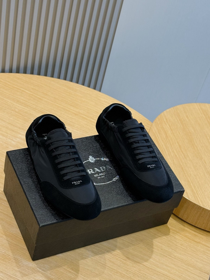 NIGO Prada Men's And Women's Spring/fall Fashion Classic Round Toe Lace Up Solid Color Leather Low Top Flat Sneakers Shoes #nigo79215