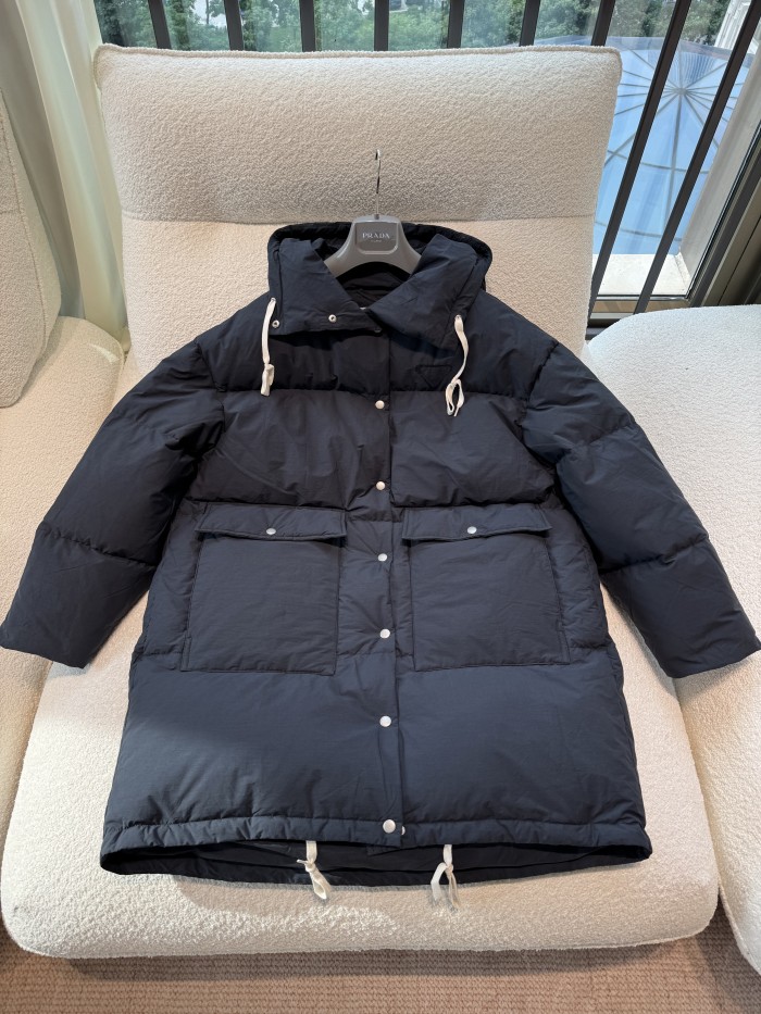 NIGO Prada Men's And Women's Winter Fashion Classic Solid Color Hooded Zipper Single-breasted Long Goose Down Jacket #nigo79193